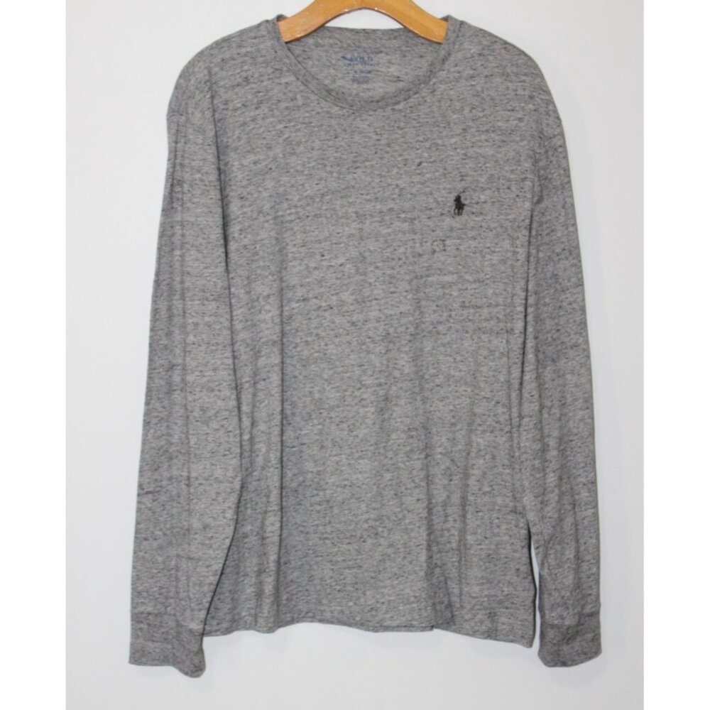 Polo Ralph Lauren Mens Grey Long Sleeve Cotton Crew Neck Shirt L NWT